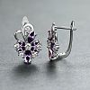Brass Micro Pave Cubic Zirconia Flower Hoop Earrings WGA76CA-08-1