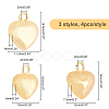 12Pcs 3 Style Brass Charms KK-CA0001-53G-2