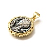 Brass with Natural Shell Carved Pendants KK-Z091-05G-02-2