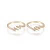 Brass Micro Pave Clear Cubic Zirconia Cuff Rings RJEW-F101-11G-1