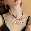 Alloy Crystal Rhinestone with Imitaiton Pearl Pendant Polyester Collar Necklaces for Women NJEW-SP0001-17A-5