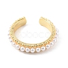 Plastic Pearl Beaded Open Cuff Ring RJEW-C058-03G-2