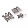 Platinum Plated Brass Rhinestone Clasps X-KK116-2
