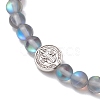 5Pcs Frosted Synthetic Round Moonstone Beads Stretch Bracelets for Men Women BJEW-JB11644-4