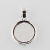 Tibetan Style Alloy Flat Round Pendant Cabochon Settings TIBEP-M022-12AS-1