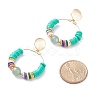 Natural Green Aventurine & Polymer Clay Beaded Big Ring Dangle Stud Earrings EJEW-TA00075-05-4