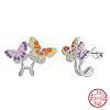 925 Sterling Silver Micro Pave Cubic Zirconia Stud Earrings EJEW-K284-06P-1