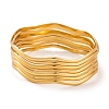 7Pcs PVD Vacuum Plating 304 Stainless Steel Wave Bangles Set for Women BJEW-A011-10A-G-1