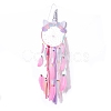 Handmade Unicorn Woven Net/Web with Feather Wall Hanging Decoration HJEW-A001-01A-4