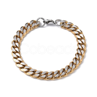 201/304 Stainless Steel Cuban Link Chains Bracelets for Unisex BJEW-F522-04G-1