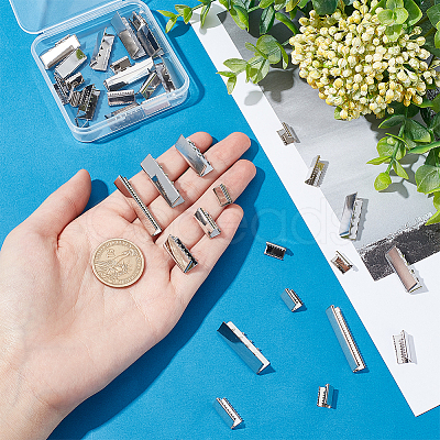 42Pcs 6 Sizes Brass Ribbon Crimp Ends KK-PH0009-45-1