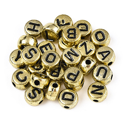 Plated Acrylic Horizontal Hole Letter Beads PACR-Q099-M03-G-1