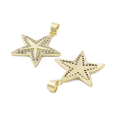 Rack Plating Star Brass Micro Pave Cubic Zirconia Pendants KK-E102-11G-1