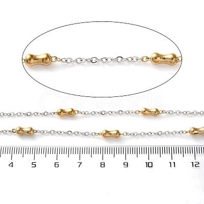 304 Stainless Steel Cable Chains with Beads CHS-F020-05GP-1