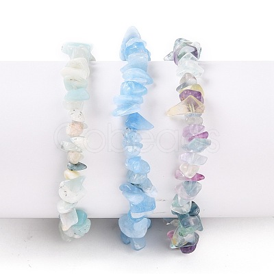 Chips Natural Mixed Stone Stretch Bracelets X-BJEW-JB05643-1