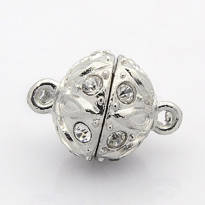 Round Alloy Magnetic Clasps with Loops PALLOY-P076-02-1