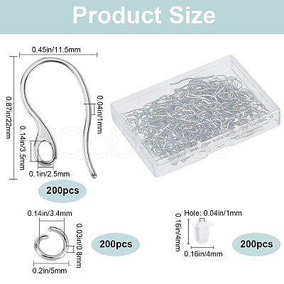 SOFPLATE 200Pcs 304 Stainless Steel Earring Hooks DIY-SP0001-01-1