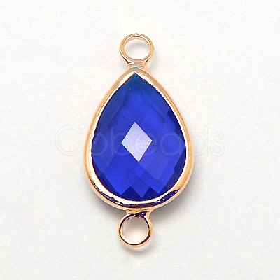 Golden Tone Brass Glass Teardrop Links connectors GLAA-J010A-HF08-G-1