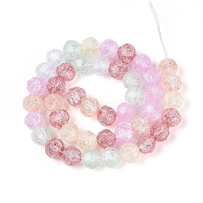 Transparent Crackle Glass Beads Strands GLAA-N053-10mm-01-1