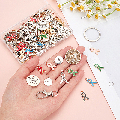 DIY Awareness Ribbon Theme Keychin Making Kit DIY-PH0020-71-1