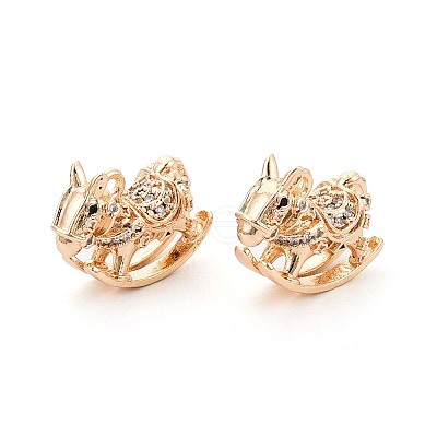 Brass Pave Clear Cubic Zirconia Pendants KK-T081-02G-1