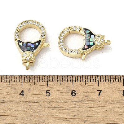 Brass Micro Pave Clear Cubic Zirconia Lobster Claw Clasps KK-K385-009G-1