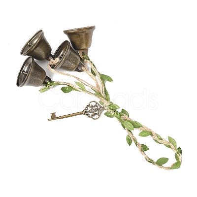 2Pcs Tibetan Style Alloy & Iron Bell Pendant Decorations HJEW-JM04428-1