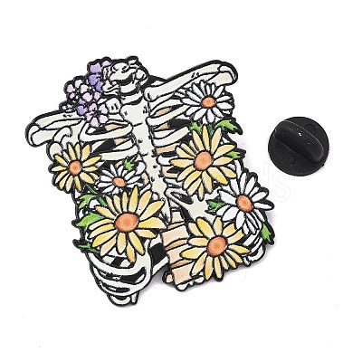 Floral Skeleton Enamel Brooches AL-I001-02EB-02-1