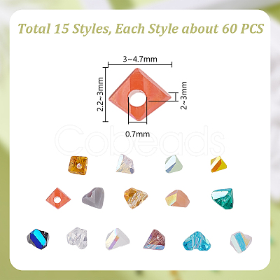 900Pcs 15 Styles Electroplate Glass Beads Strands EGLA-GA0001-34-1