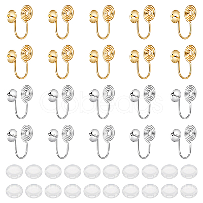 20Pcs 2 Colors Brass Clip-on Earring Converters Findings KK-BC0014-96A-1
