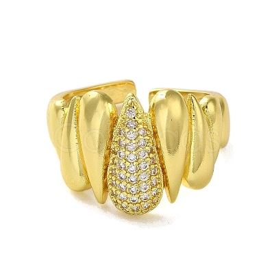 Brass with Cubic Zirconia Rings RJEW-B057-01G-02-1