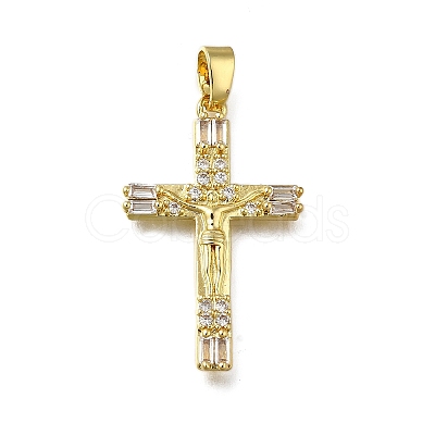 Brass Micro Pave Clear Cubic Zirconia Pendants ZIRC-I070-058G-1
