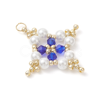 7Pcs Glass Seed Beaded Star Pendants PALLOY-MZ01165-1
