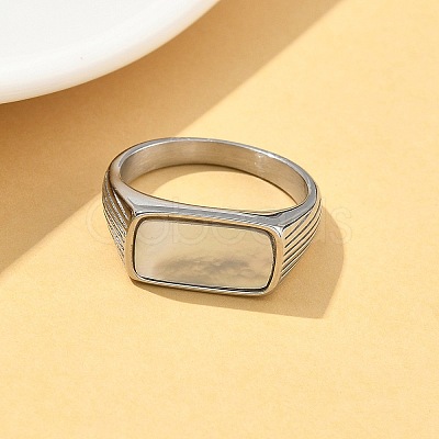 316L Stainless Steel Shell Finger Rings for Women RJEW-U054-01C-P-1
