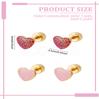 4Pcs 2 Colors Stainless Steel Enamel Stud Earrings EJEW-LP0001-83-1