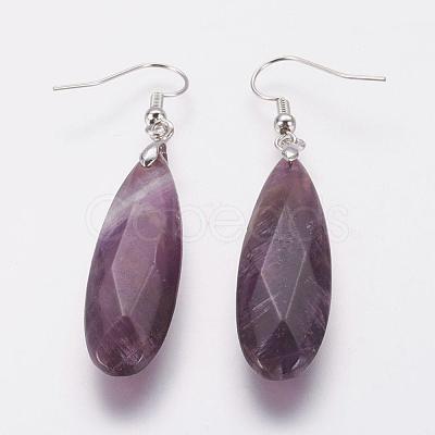 Natural Amethyst Dangle Earrings EJEW-G218-A03-1