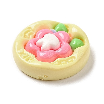Opaque Flower Resin Cabochons RESI-C035-01D-1