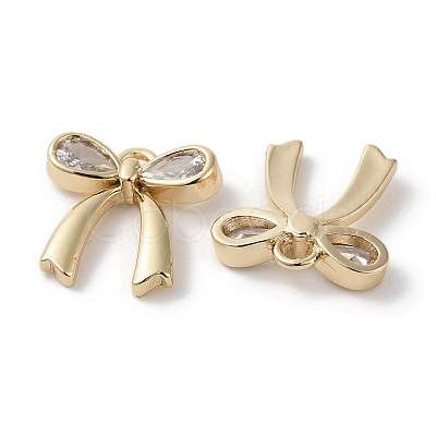 Brass Micro Pave Clear Cubic Zirconia Charms X-KK-G491-29G-1
