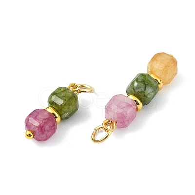 3Pcs 3 Styles Natural Multicolor Tourmaline Beads Pendants PALLOY-JF05292-01-1