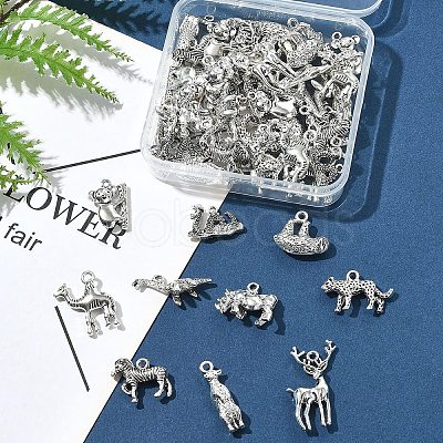 50Pcs Tibetan Style Alloy Animals Pendants FIND-FS0004-34-1