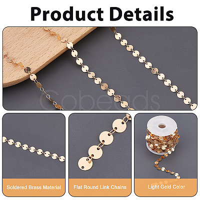 6M Brass Flat Round Link Chains CHC-HS0001-01KCG-1