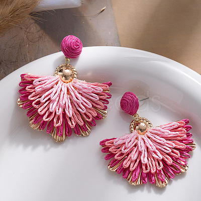 Bohemian Raffia Dangle Stud Earrings WG28A37-03-1