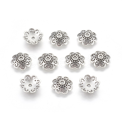 Tibetan Style Alloy Bead Caps X-TIBE-60309-AS-LF-1