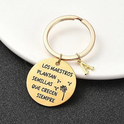 201 Stainless Steel & Brass Letter Keychain KEYC-YW00095-01-1