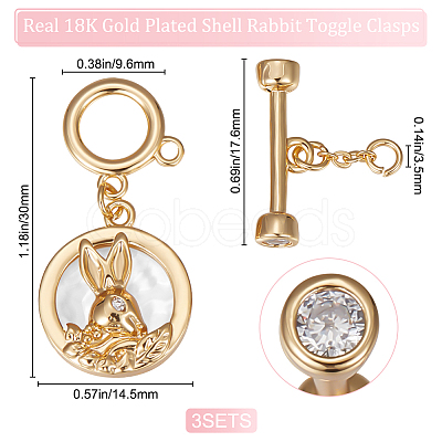 3Pcs Shell Toggle Clasps KK-BBC0009-17-1