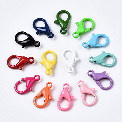 Spray Painted Eco-Friendly Alloy Lobster Claw Clasps X-PALLOY-T080-06E-NR-1