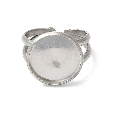 Non-Tarnish 304 Stainless Steel Cuff Ring Settings STAS-E202-02A-P-1