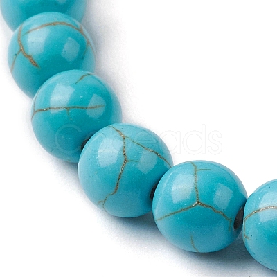 Round Synthetic Turquoise Beaded Stretch Bracelets BJEW-JB10269-04-1