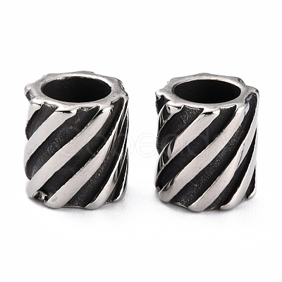 304 Stainless Steel European Beads Hand Polished STAS-B011-07AS-1