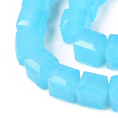 Imitation Jade Glass Beads Strands LS-GLAA-R041-8x8mm-B05-1